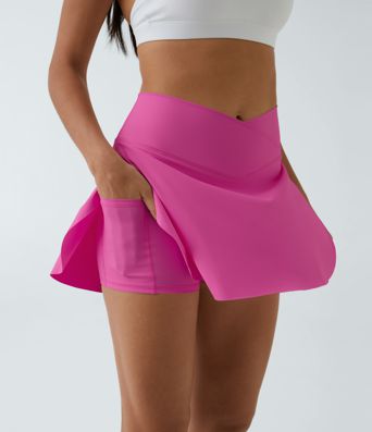 SoftlyZero™ Airy Crossover Pocket 2-in-1 Cool Touch Tennis Skirt-Lucid-Longer Length-UPF50+
