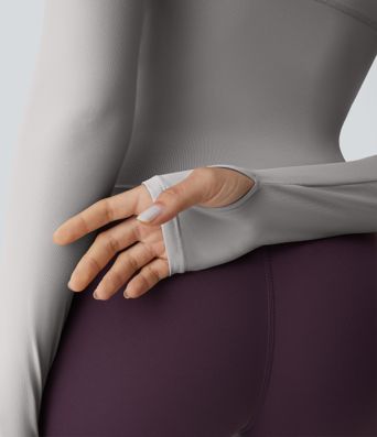 Solid Thumb Hole Yoga Sports Top