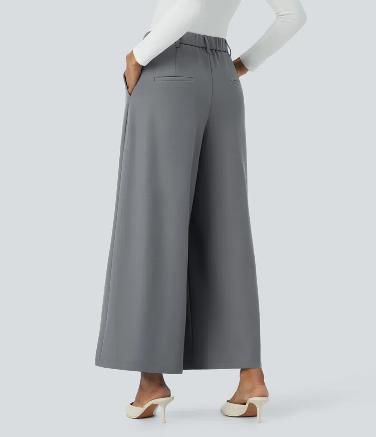 Wide leg pleated culottes top