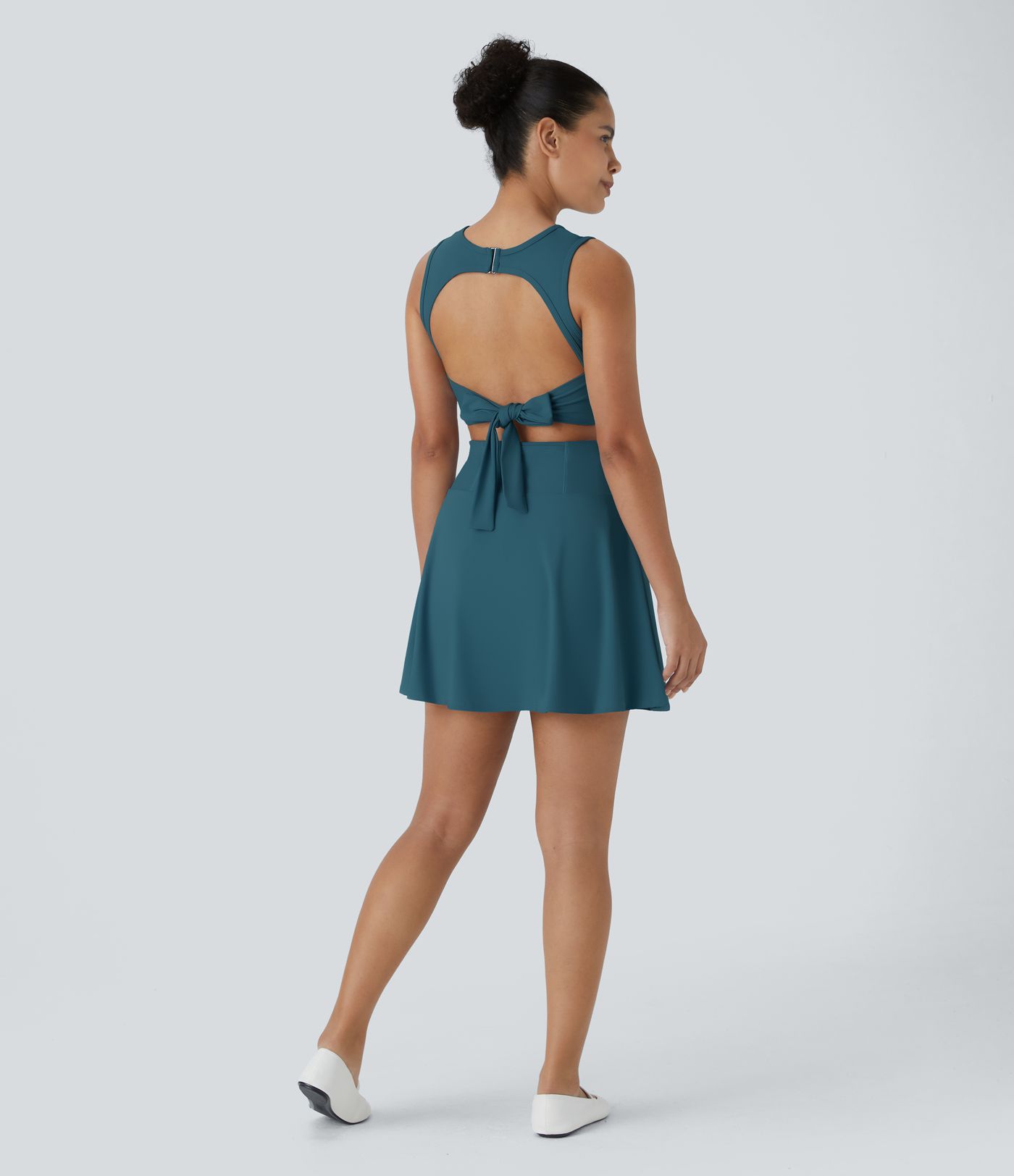 バックレス バックル タイバック 2イン1 ポケット ダンス アクティブドレス