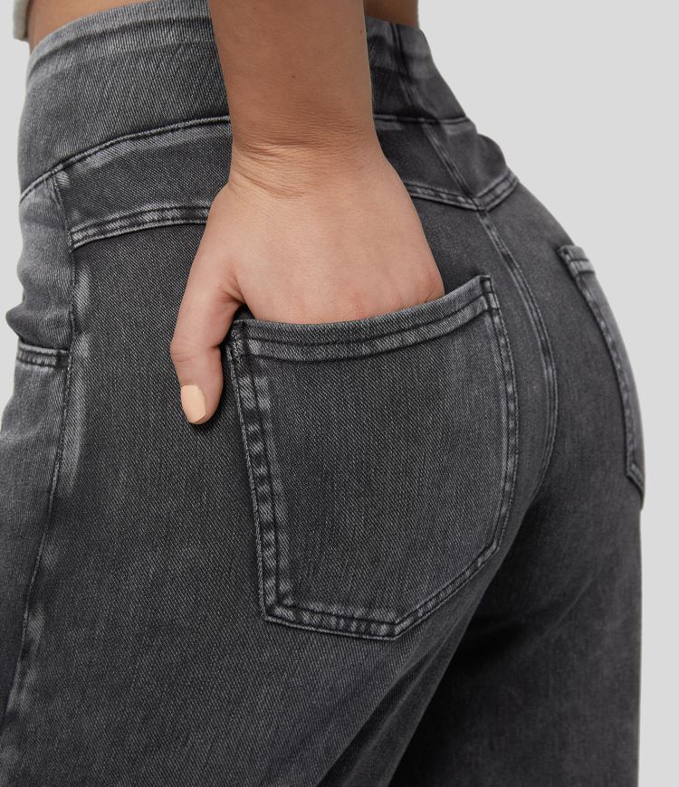 Halara Flex™ Jean Large Travail à Taille Haute Poches Multiples et Tricot Extensible
