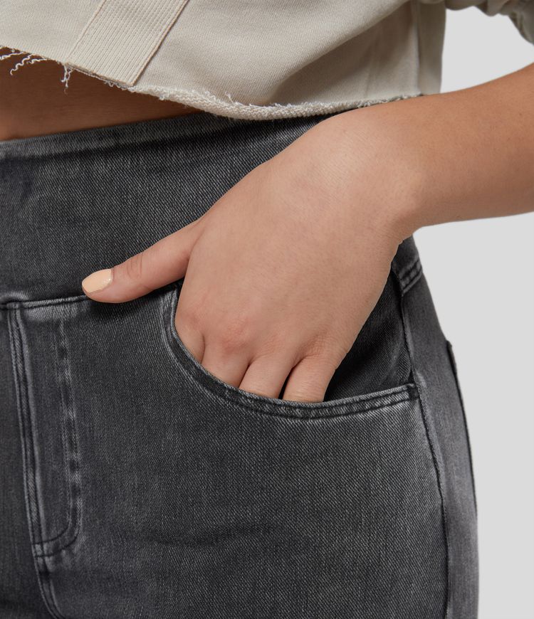 Halara Flex™ Jean Large Travail à Taille Haute Poches Multiples et Tricot Extensible