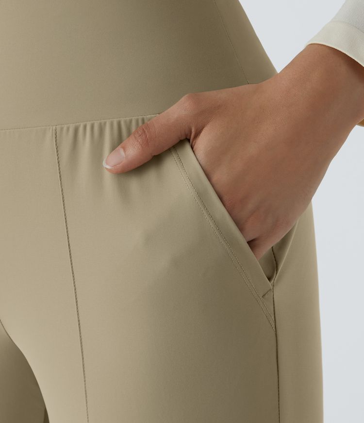 High Waisted Plain Side Pocket Casual Joggers