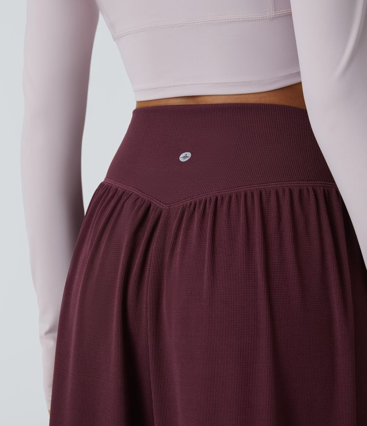 High Waisted Crossover Side Pocket Waffle Yoga Joggers