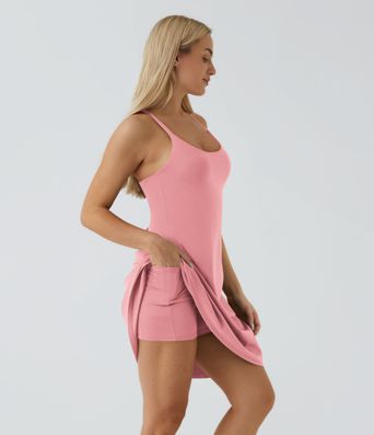 SoftlyZero™ Airy Cut Out 2-in-1 Pocket Cool Touch Longer Active Dress-UPF50+