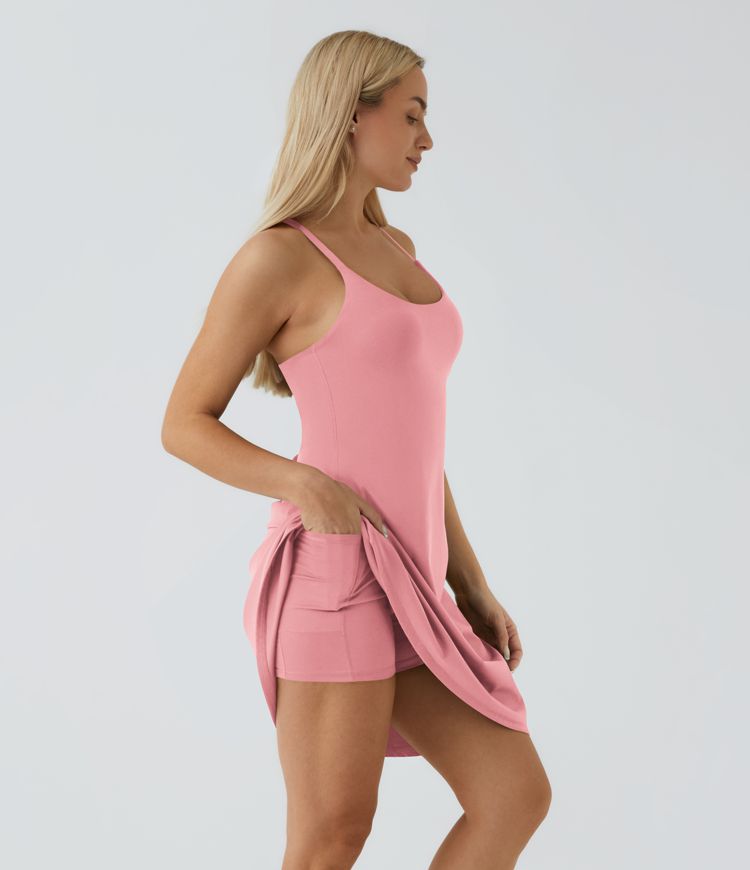 SoftlyZero™ Airy Cut Out 2-in-1 Pocket Cool Touch Longer Active Dress-UPF50+