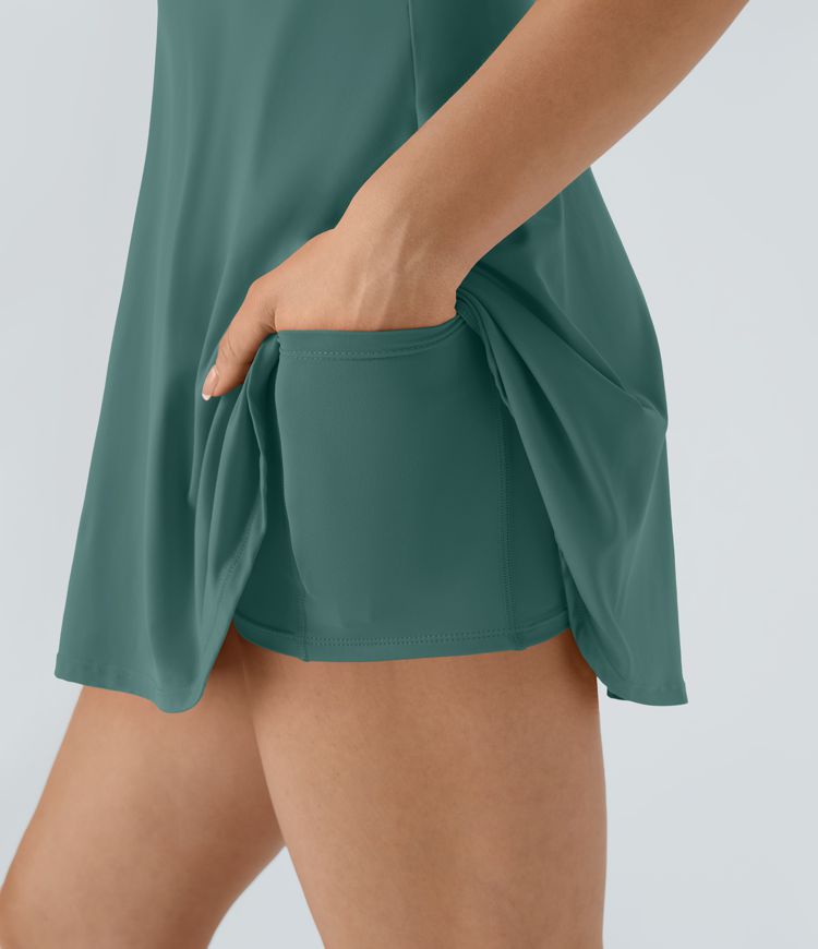 Vestido activo cruzado sin espalda