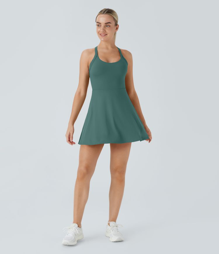 Vestido activo cruzado sin espalda