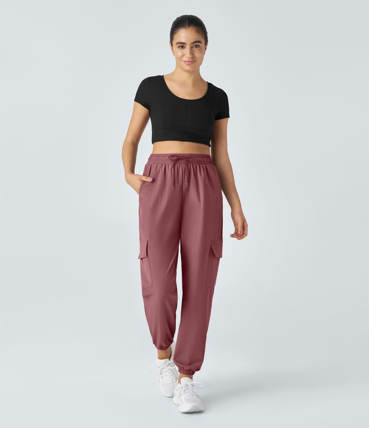 Joggers cargo bolsillo lateral cordón tiro medio