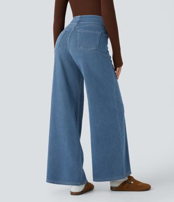 Halara Flex™ High Waisted Pockets Wide Leg Loose Work Jeans