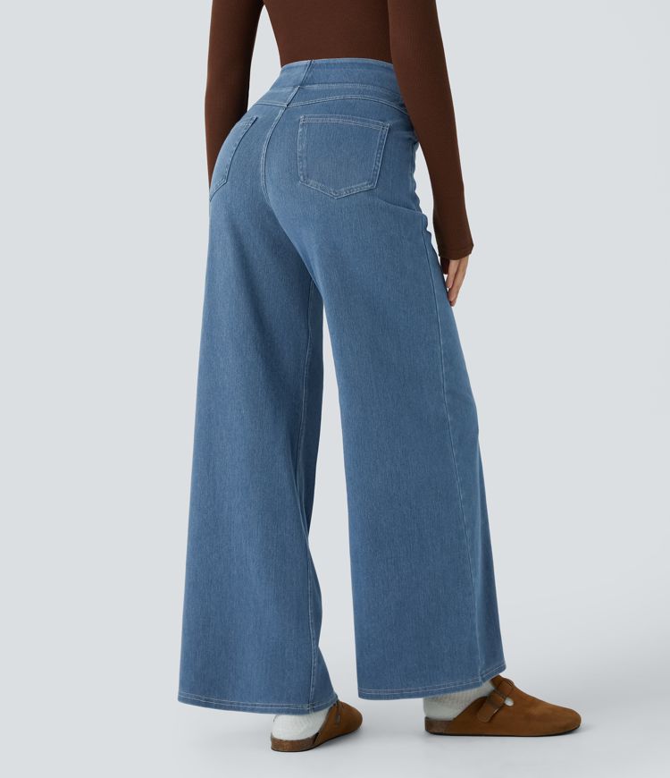 Halara Flex™ High Waisted Pockets Wide Leg Loose Work Jeans