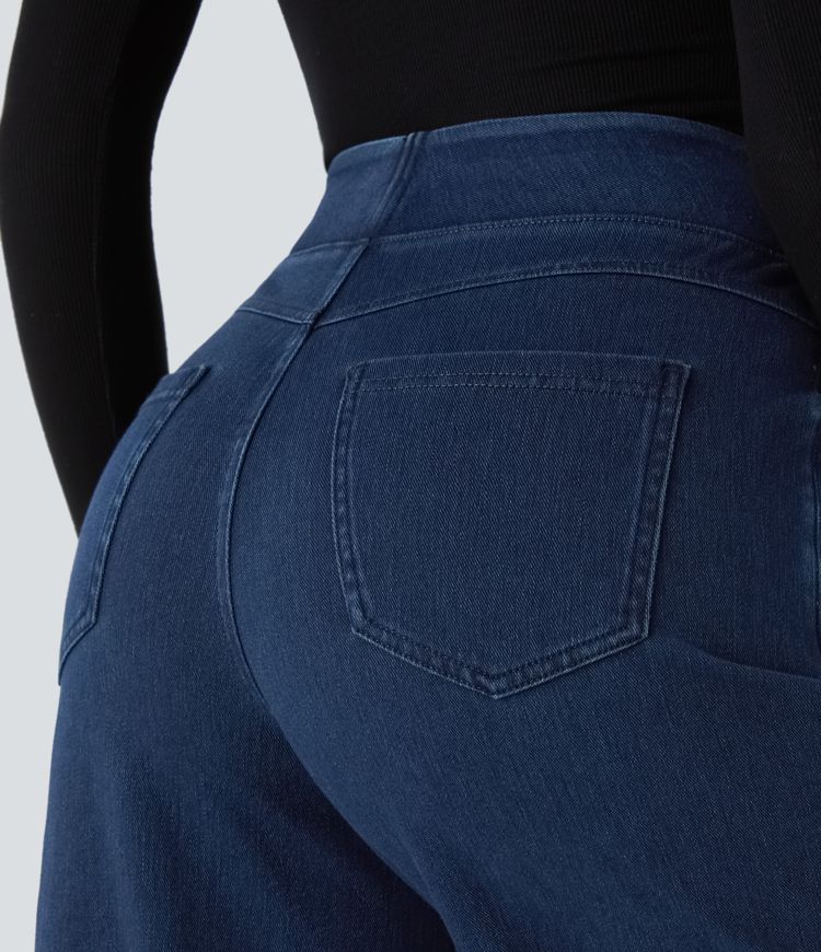Halara Flex™ High Waisted Pockets Wide Leg Loose Work Jeans