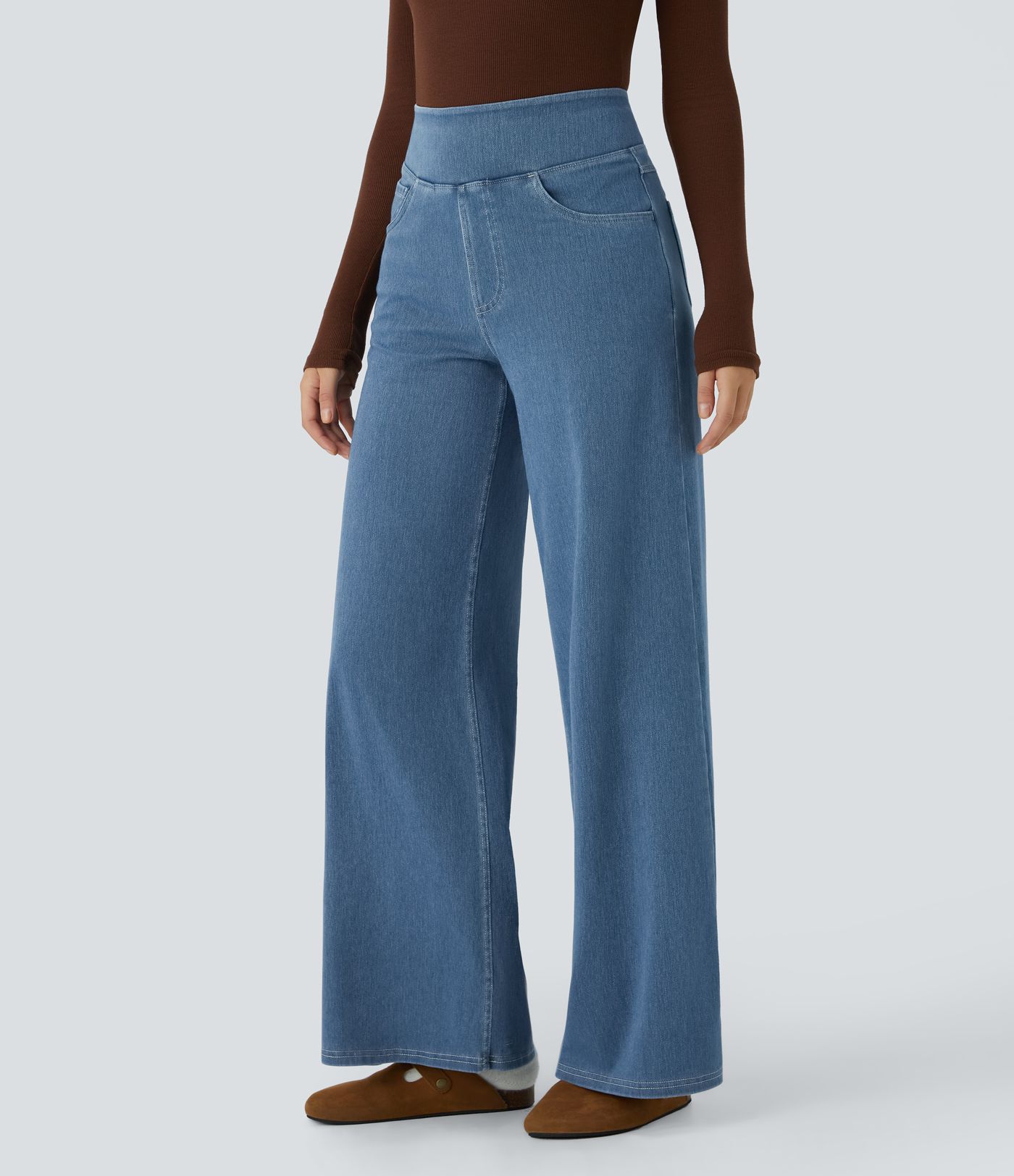 Halara Flex™ High Waisted Pockets Wide Leg Loose Work Jeans