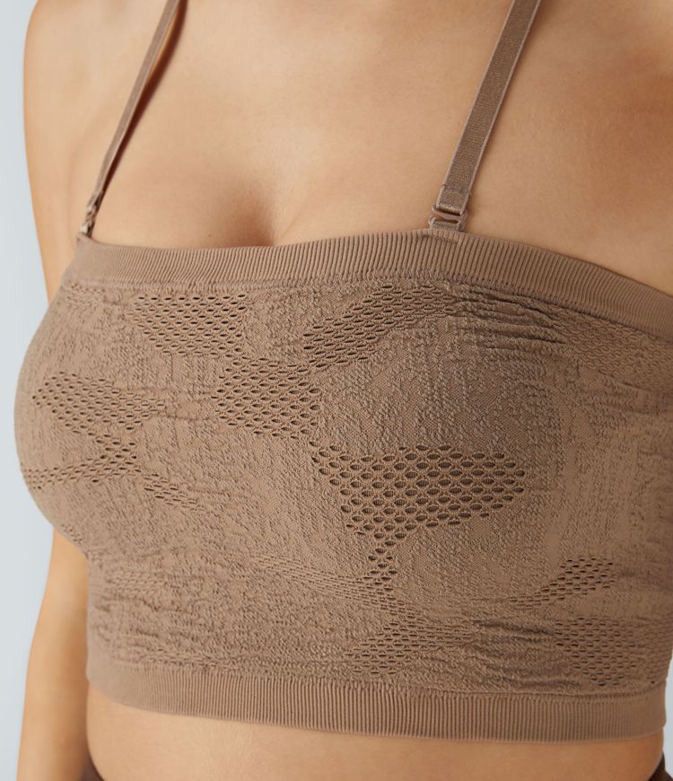 Seamless flow adjustable removable strap jacquard skinny yoga cami top