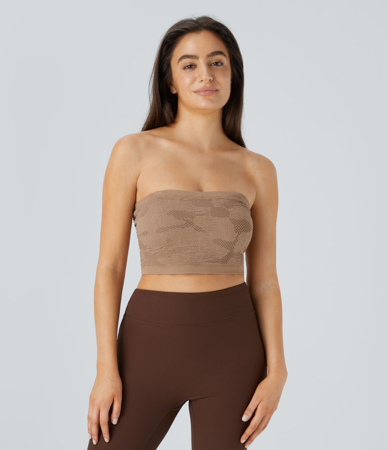 Seamless Flow Adjustable Detachable Strap Jacquard Skinny Yoga Cami Top