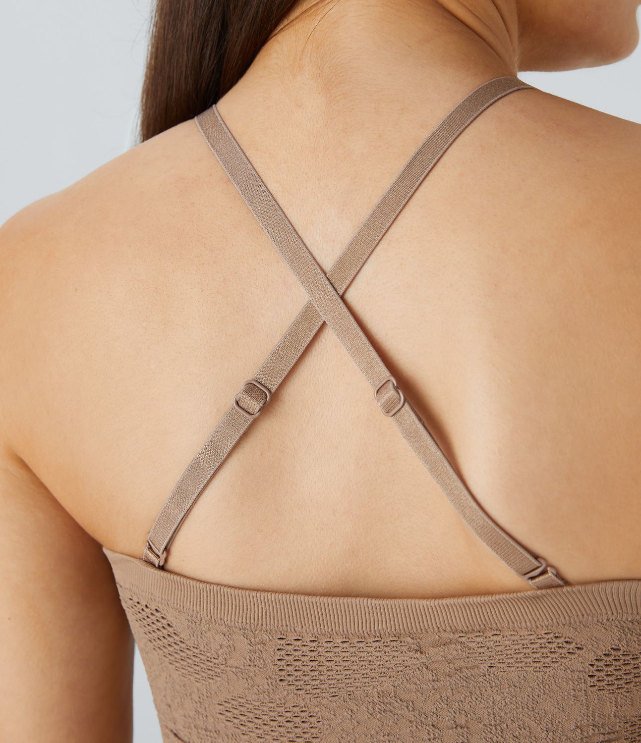 Seamless Flow Adjustable Detachable Strap Jacquard Skinny Yoga Cami Top