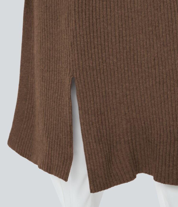 Hooded Long Sleeve Pocket Longline Casual Cardigan