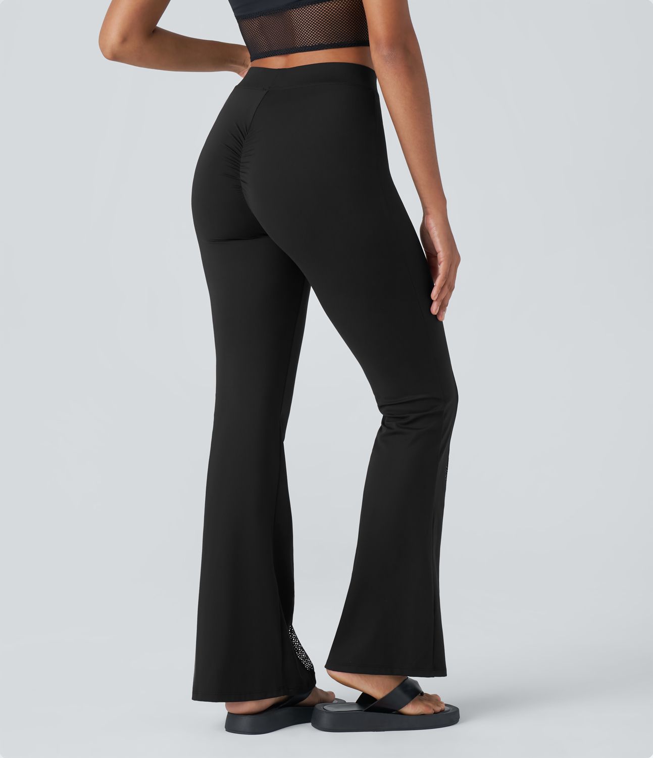 Softlyzero™ Plush High Waisted Contrast Mesh Casual Flared Leggings-UPF50+