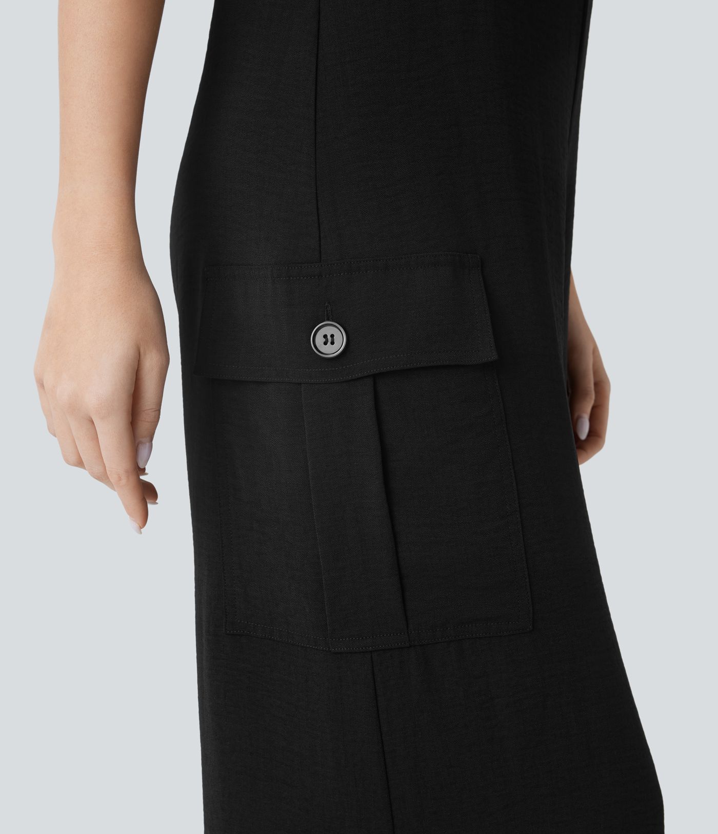 Mono lino bolsillo lateral cremallera invisible correa ajustable