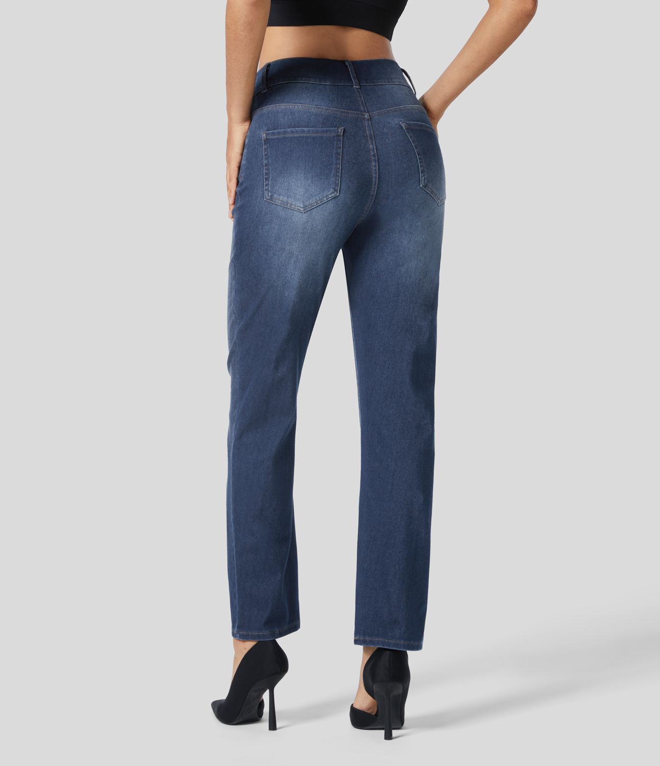 Jeans Halara Flex™ Denim oficina elástico pierna recta múltiple bolsillo tiro alto