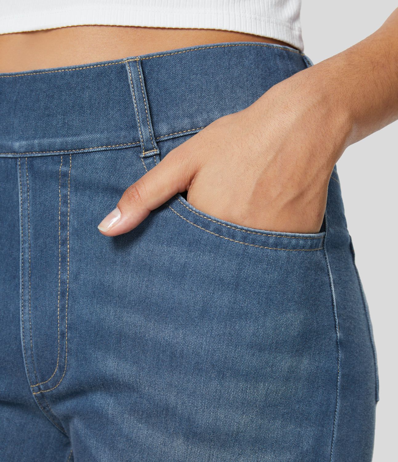 Halara Flex™ High Waist Multiple Pocket Stretch Knit Office Look Straight Jeans