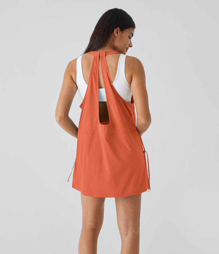 Breezeful™ Backless Multipocket Drawstring 2-Piece Quick Dry Mini Hiking Active Dress