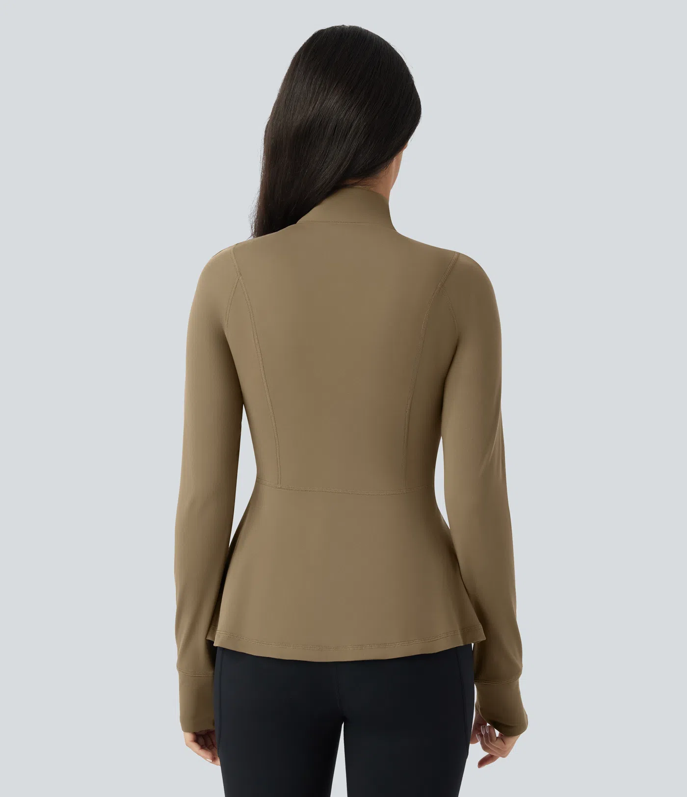 Softlyzero™  Long Sleeve Thumb Hole Side Pocket Zipper Ruffle Hem Slim Yoga Jacket-UPF50+