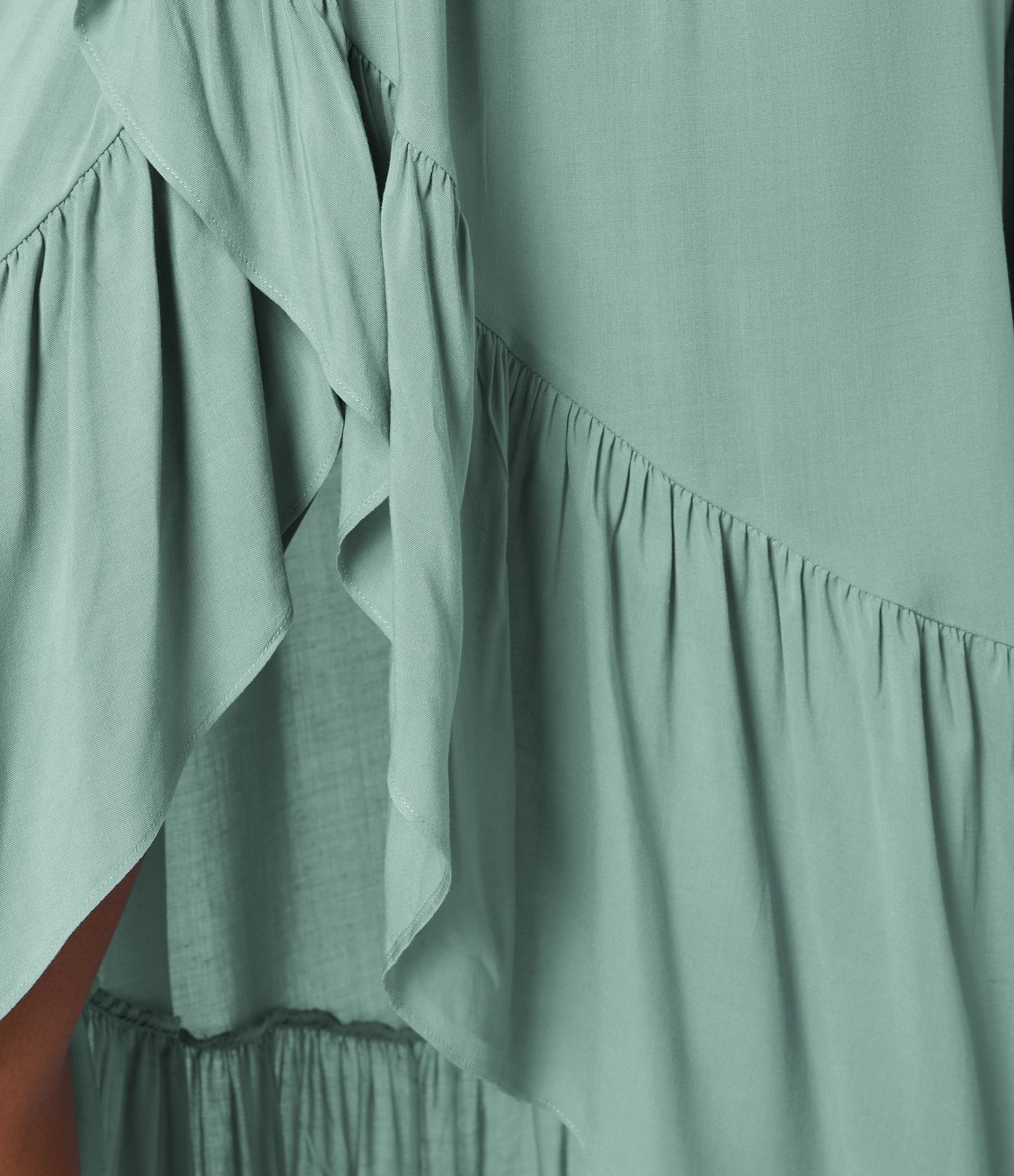 Fließender Maxi-Rock mit hoher Taille, plissiertem, hohem, tiefem Rüschensaum