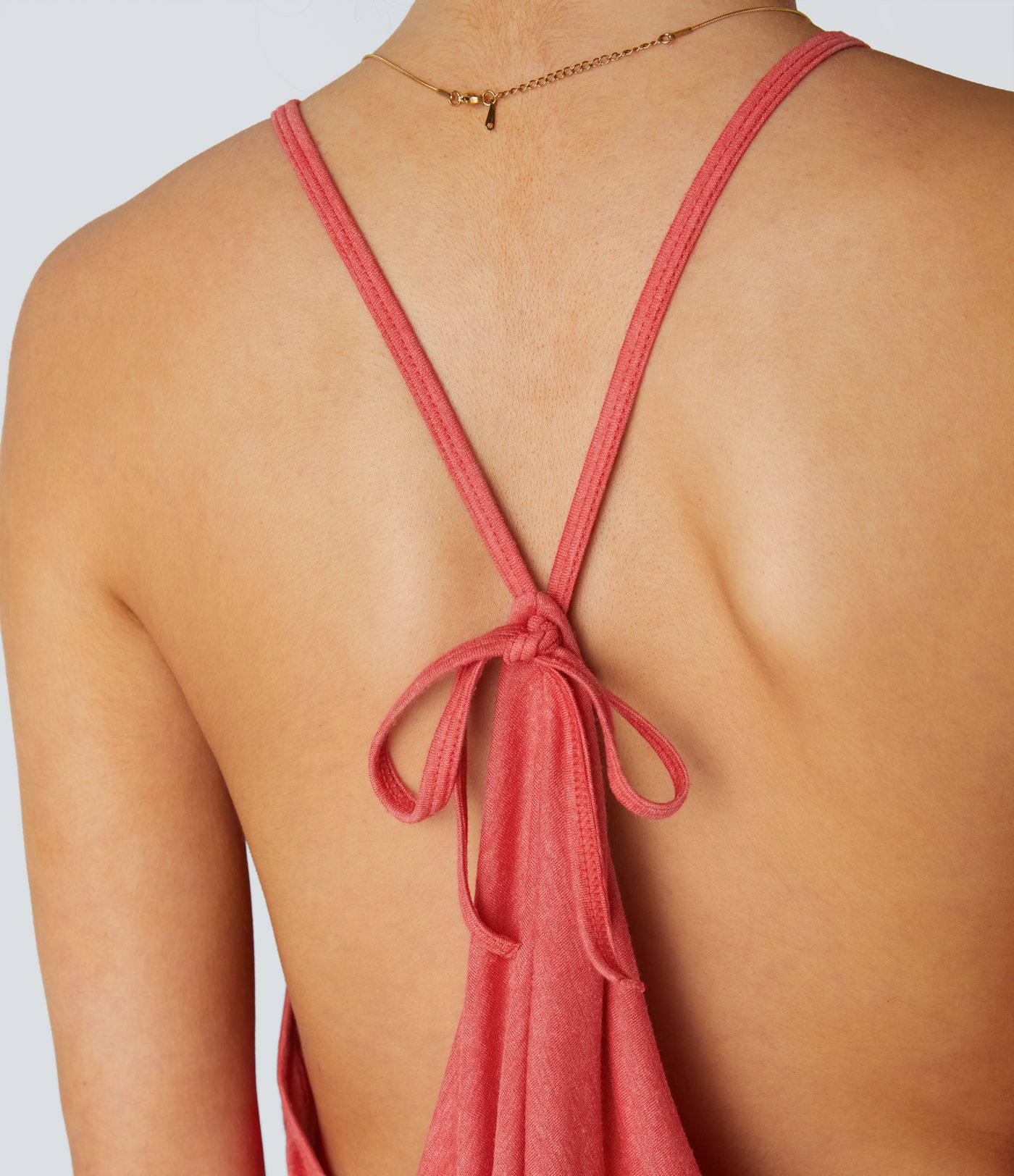 V Neck Tie Back Ruched Maxi Slip Dress