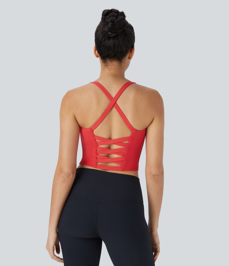 Crisscross Backless Cropped Yoga Tank Top