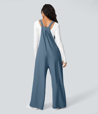 Pockets Waffle Casual Overalls