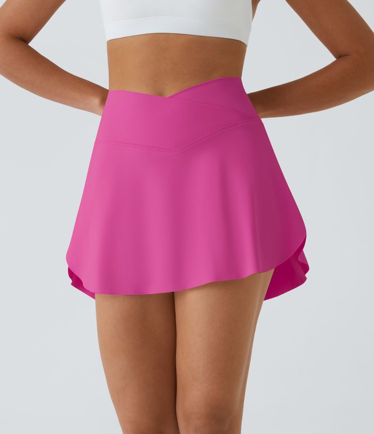 SoftlyZero™ Airy Crossover Pocket 2-in-1 Cool Touch Tennis Skirt-Lucid-Longer Length-UPF50+