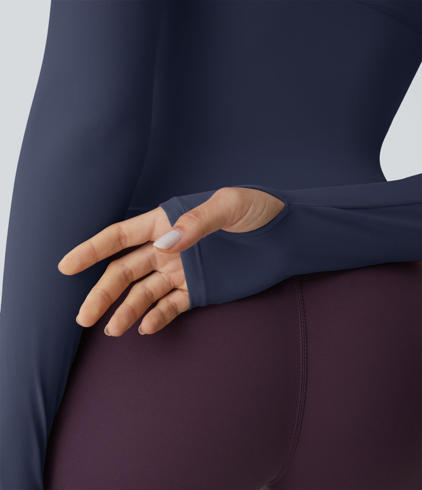 Solid Thumb Hole Yoga Sports Top