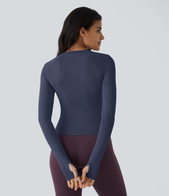 Solid Thumb Hole Yoga Sports Top