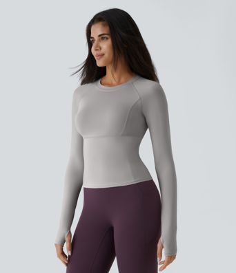 Solid Thumb Hole Yoga Sports Top