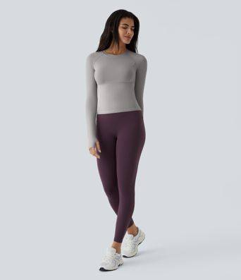 Solid Thumb Hole Yoga Sports Top