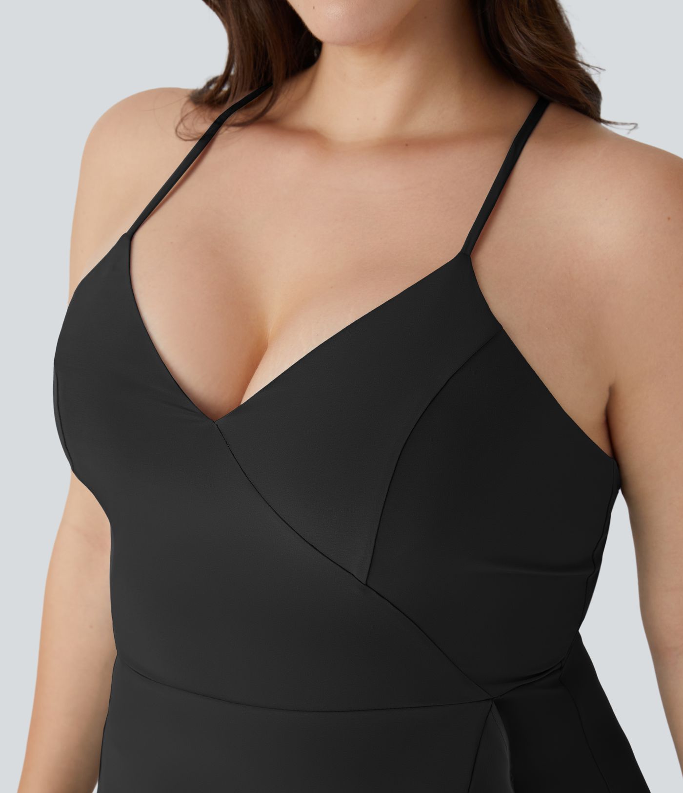 Breezeful™ Backless Crisscross Lace Up Side Zipper Ruffle Split Hem Maxi Quick Dry Casual Plus Size Dress