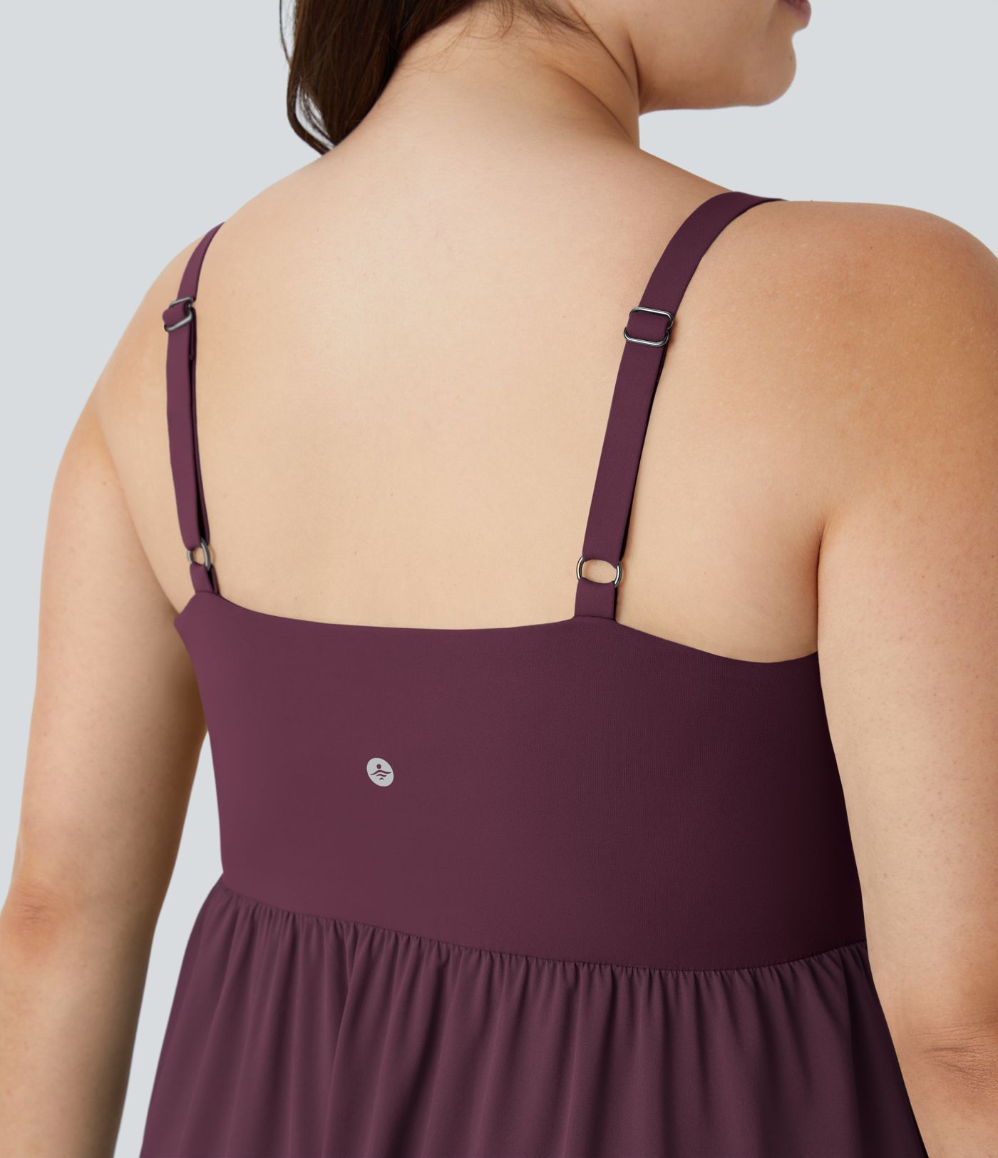 Breezeful™ Backless Asymmetric Crossover Hem 2-Piece Side Pocket Flowy Midi Quick Dry Casual Plus Size Dress