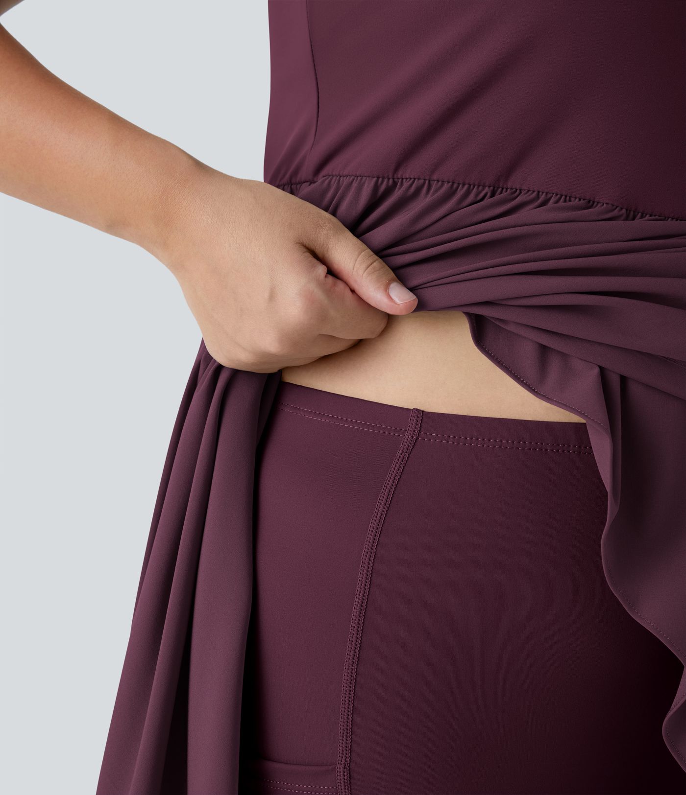 Breezeful™ Backless Asymmetric Crossover Hem 2-Piece Side Pocket Flowy Midi Quick Dry Casual Plus Size Dress