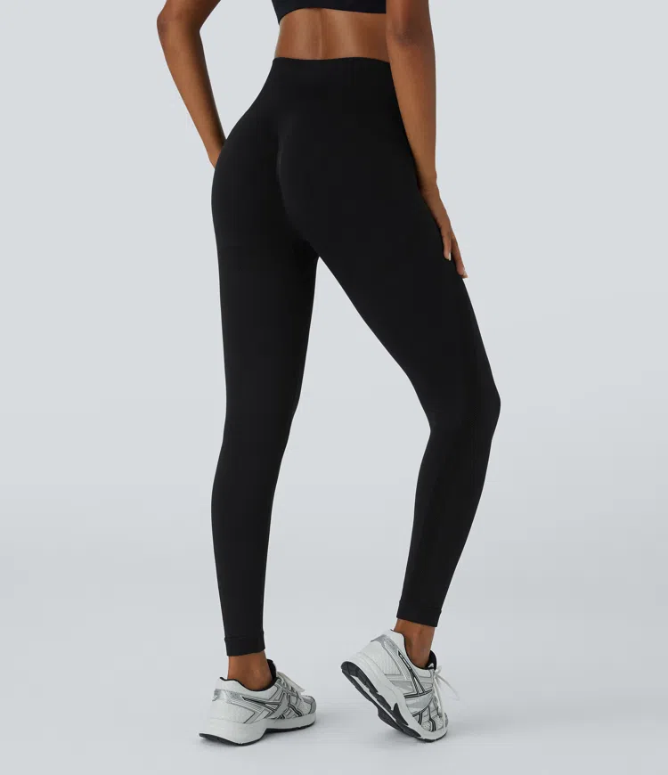 Seamless Flow High-Waist Ruching 7/8 Yoga Leggings
