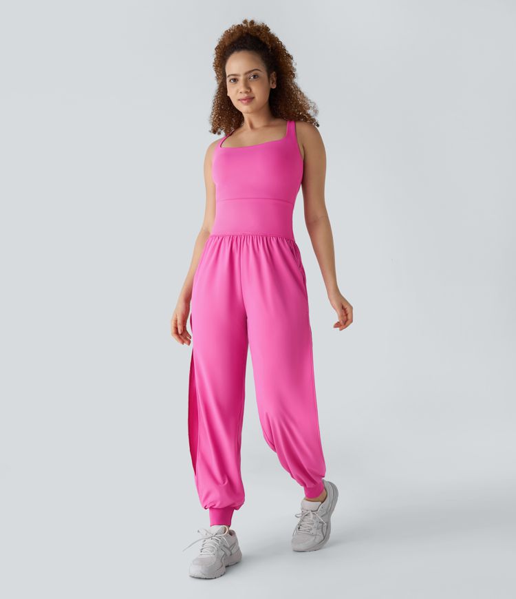 Tummy Control Pocket Cut Out Quick Dry Tennis Jumpsuit