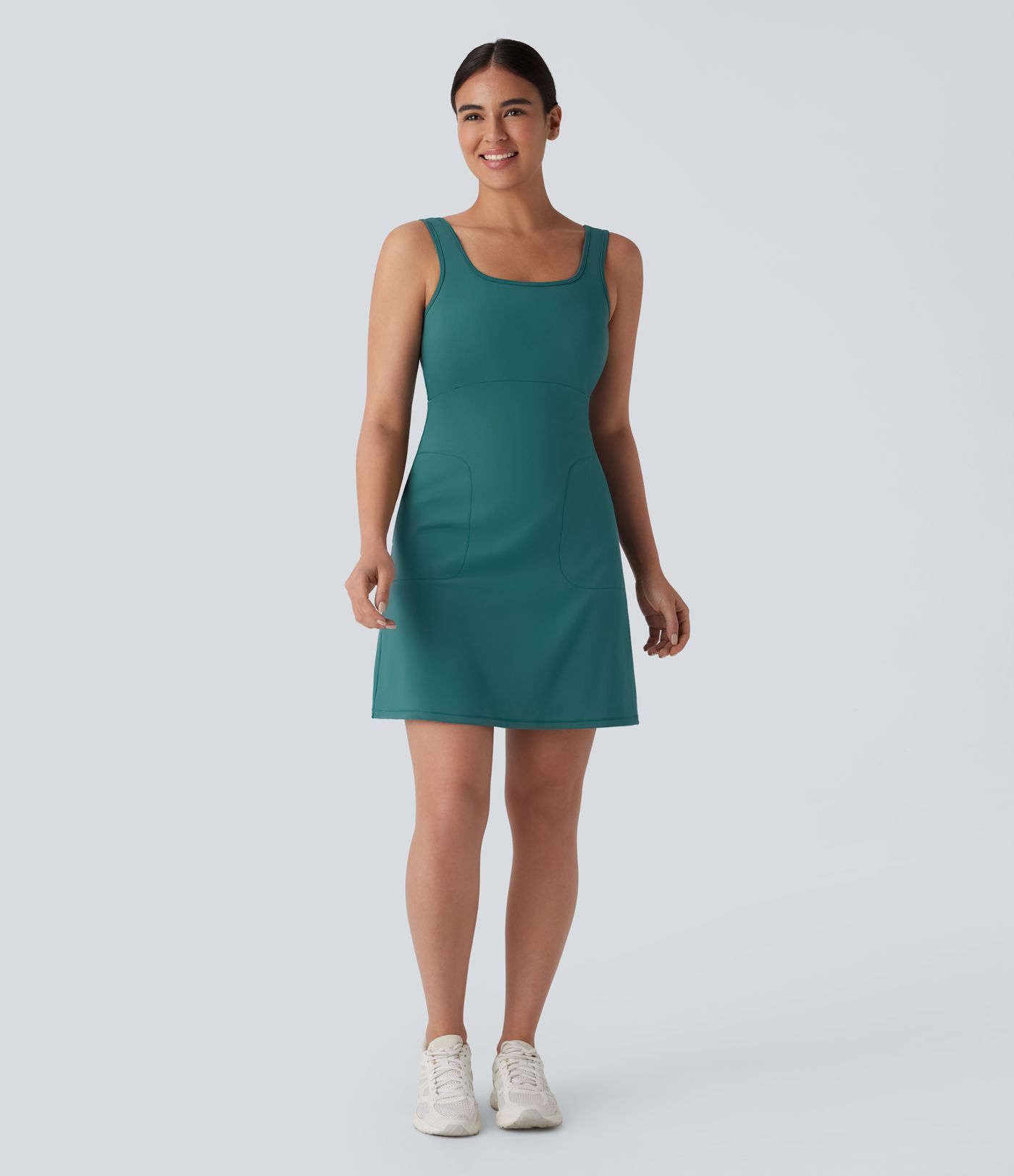 SpeedWave™ Square Neck Backless Side Pocket Quick Dry Mini Hiking Active Dress