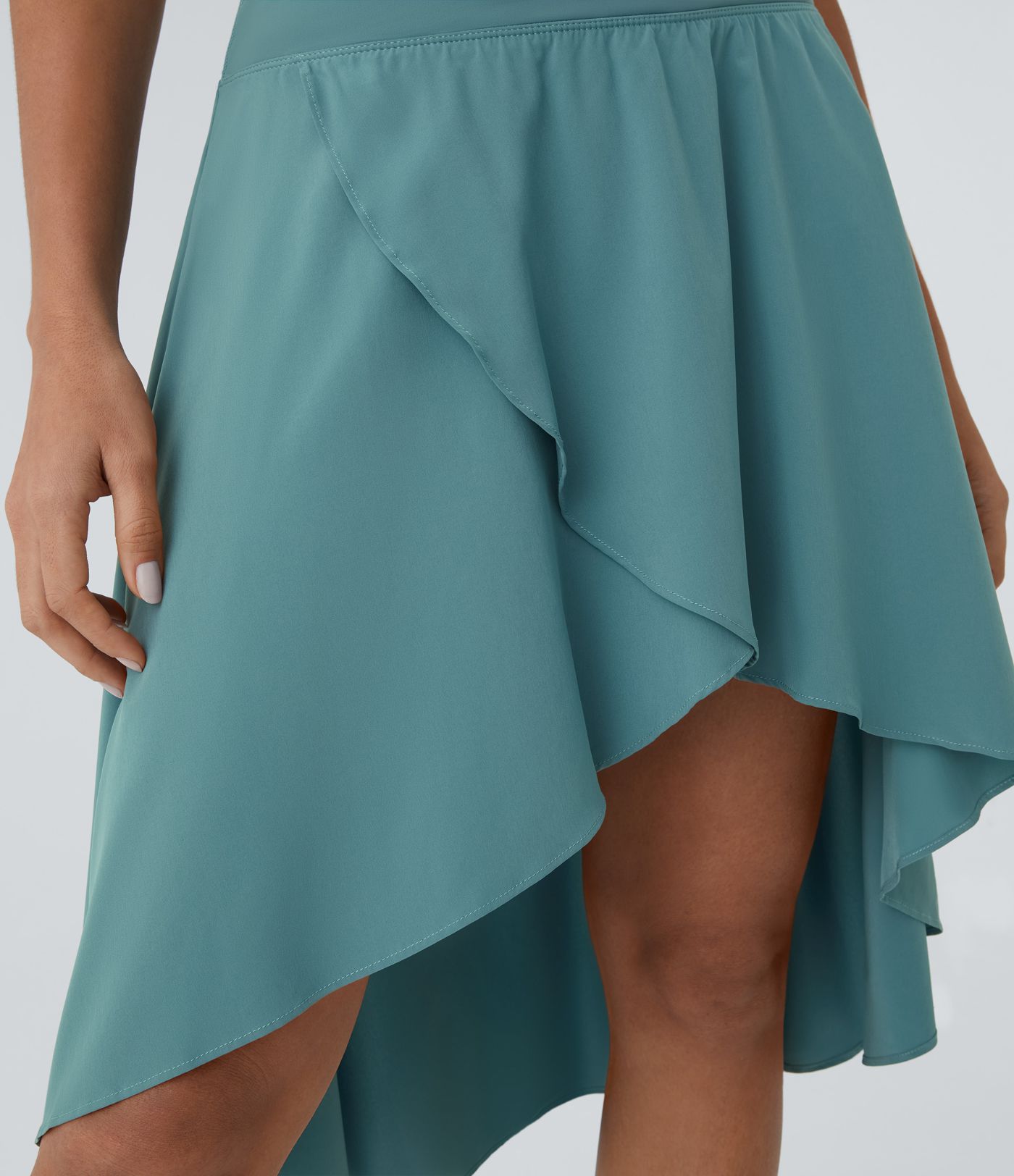 Breezeful™ Wysoka asymetryczna falbanowa powiewna spódnica taneczna 2 w 1 o szybkim schnięciu