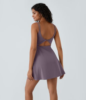 SoftlyZero™ Plush Double Straps 2-Piece Pocket Slip Dance Active Dress A-D Cups