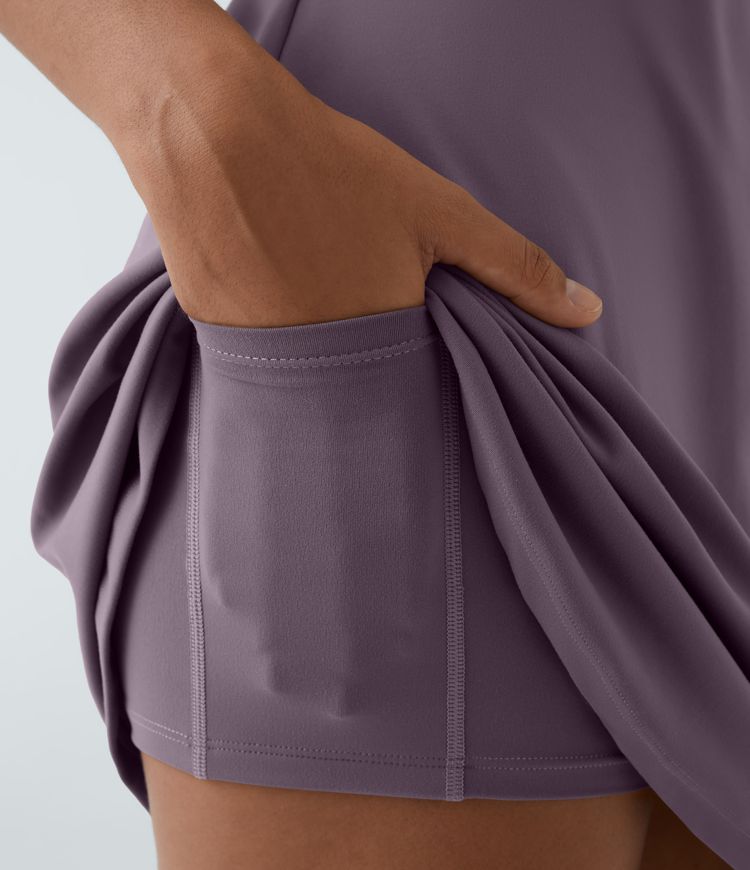 SoftlyZero™ Plush Double Straps 2-Piece Pocket Slip Dance Active Dress A-D Cups