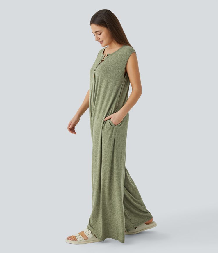 Halara Breezeful™ Zipper Sleeveless Pocket Contrast Quick Dry Jumpsuit Size XL main image 1