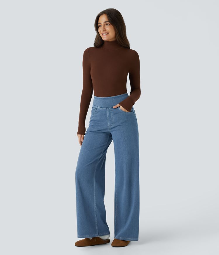 Halara Flex™ High Waisted Pockets Wide Leg Loose Work Jeans