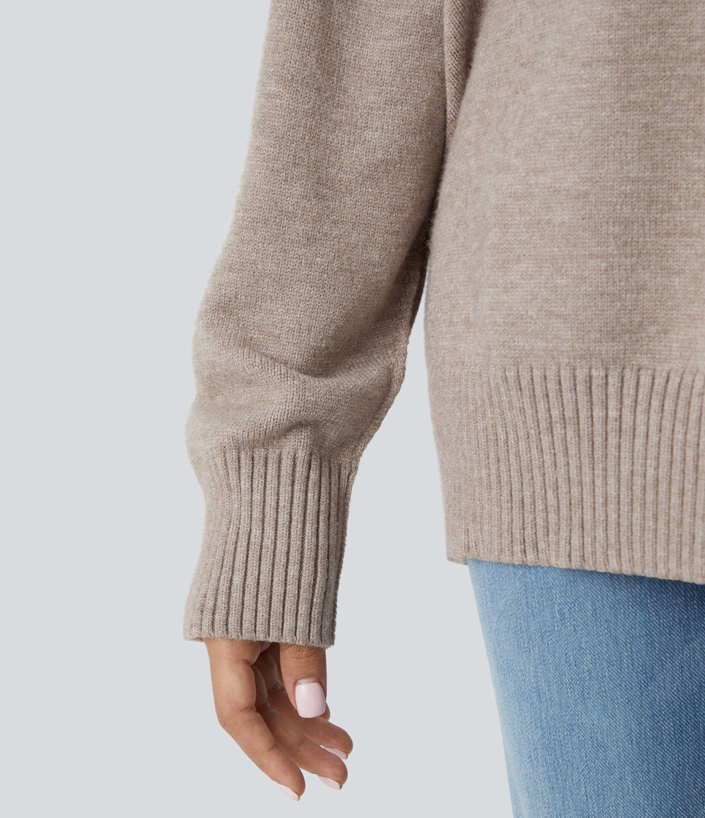 Suéter manga larga hombro caído cuello redondo