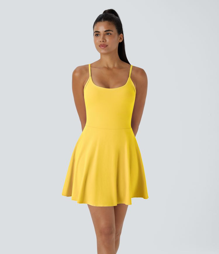 Softlyzero™ Plus Backless Adjustable Strap 2-in-1 Pocket Mini Slip Dance Active Dress-UPF50+