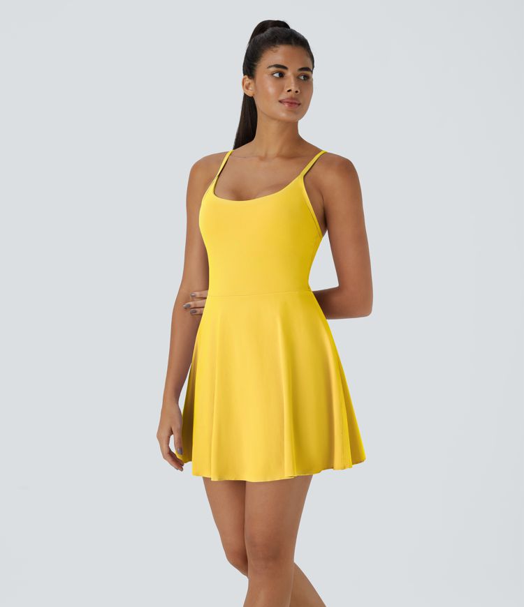 Softlyzero™ Plus Backless Adjustable Strap 2-in-1 Pocket Mini Slip Dance Active Dress-UPF50+